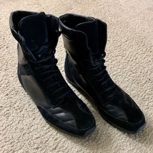 Gucci Black High Top Sneakers - leather/suede